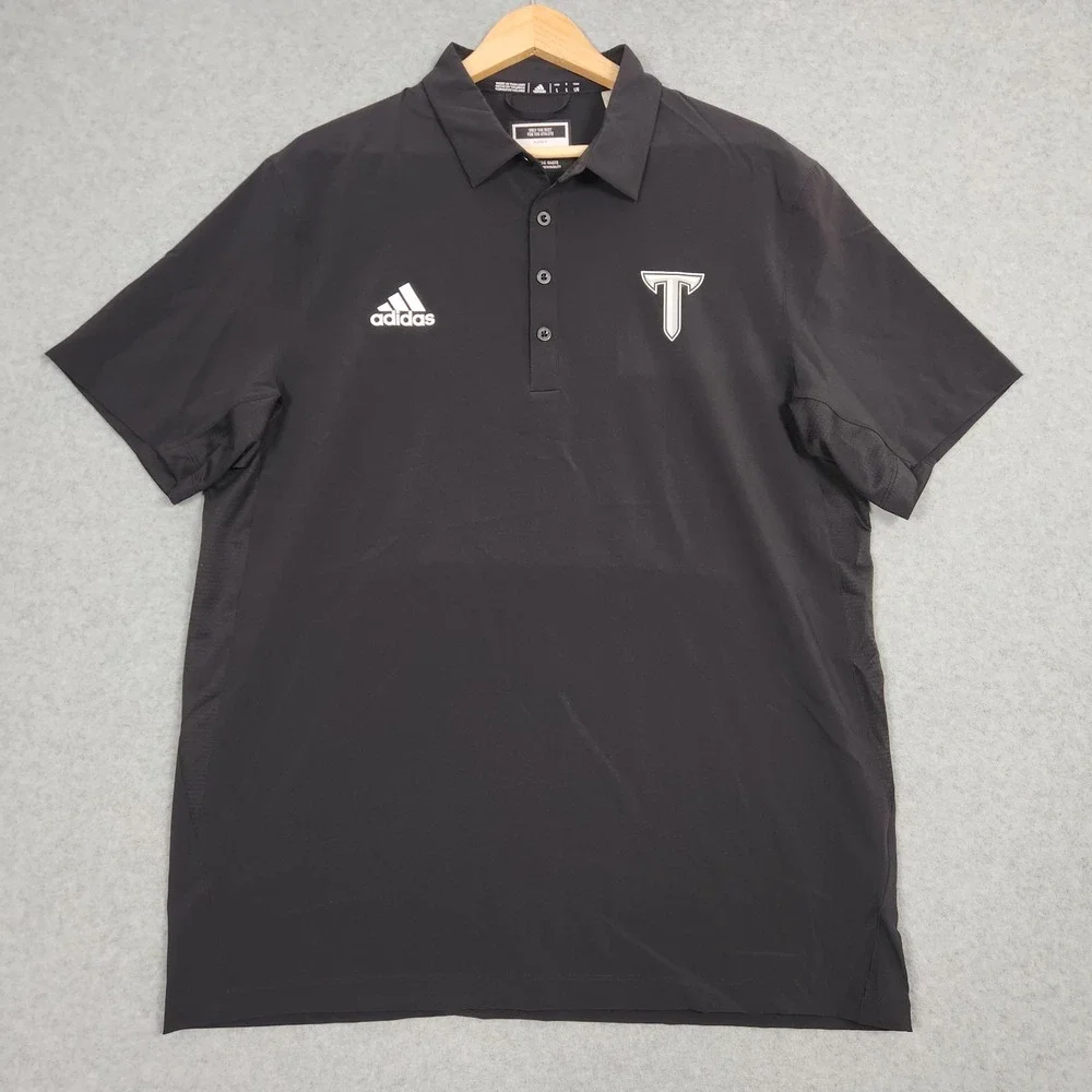 Troy University Shirt Mens Large Black Coaches Polo Team Issue Trojans Cooling